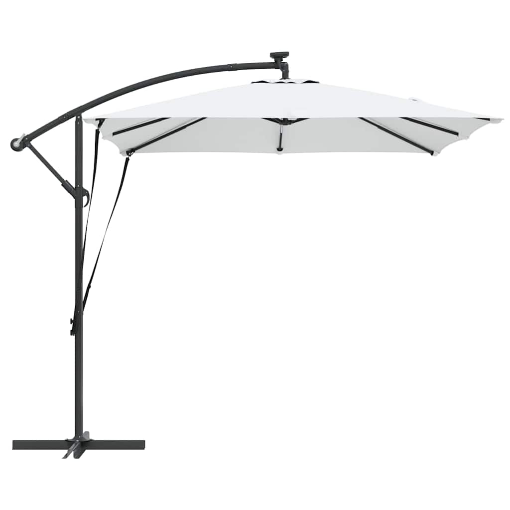 vidaXL Parasol plażowy z paskami LED piaskowy 249 x 249 x 250 cm