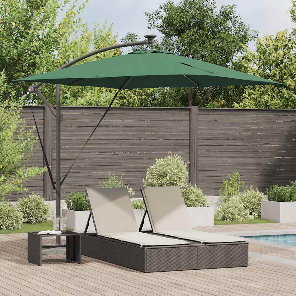 vidaXL Parasol plażowy z paskami LED Zielony 249 x 249 x 250 cm