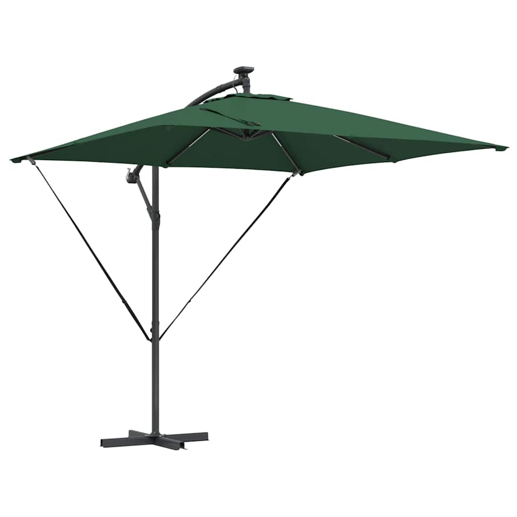 vidaXL Parasol plażowy z paskami LED Zielony 249 x 249 x 250 cm