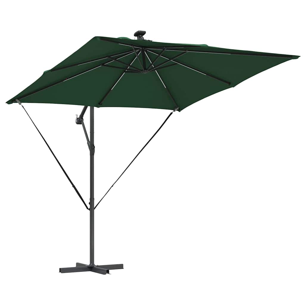 vidaXL Parasol plażowy z paskami LED Zielony 249 x 249 x 250 cm