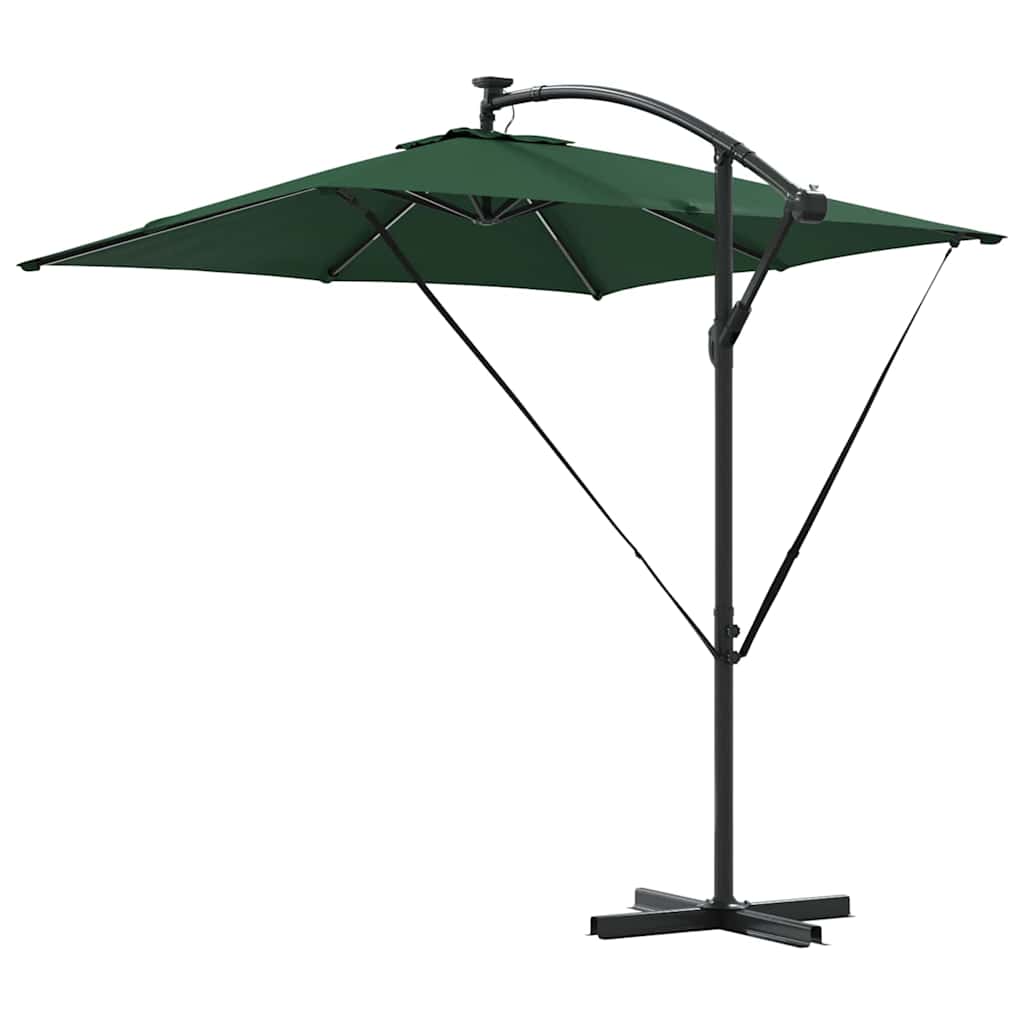 vidaXL Parasol plażowy z paskami LED Zielony 249 x 249 x 250 cm
