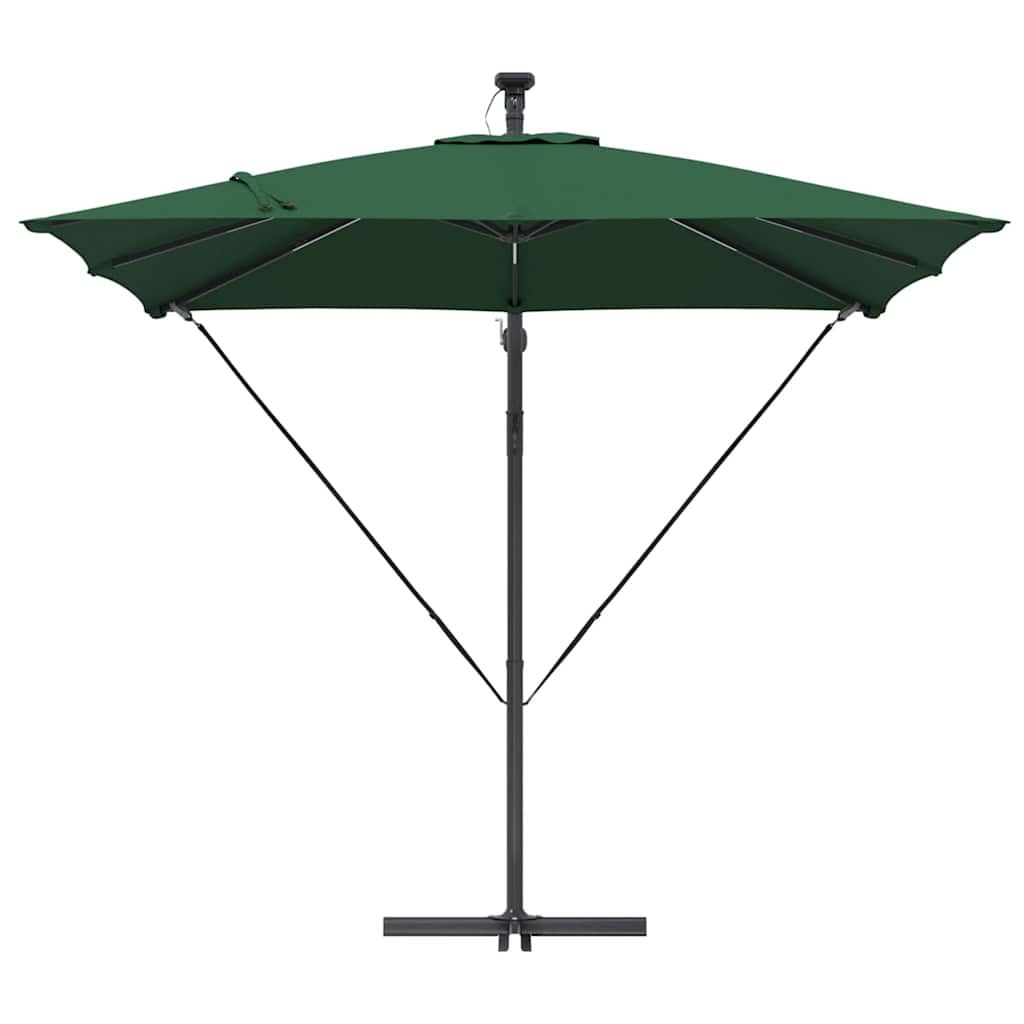 vidaXL Parasol plażowy z paskami LED Zielony 249 x 249 x 250 cm