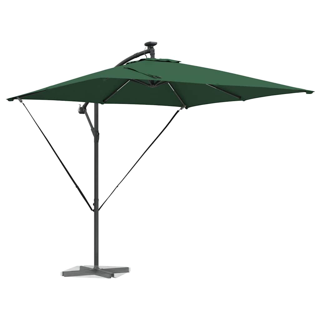 vidaXL Parasol plażowy z paskami LED Zielony 249 x 249 x 250 cm