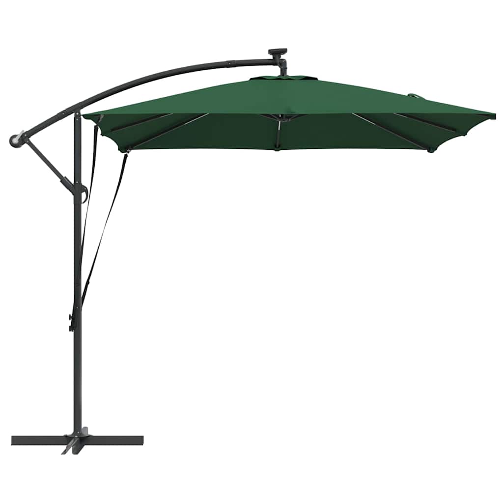 vidaXL Parasol plażowy z paskami LED Zielony 249 x 249 x 250 cm