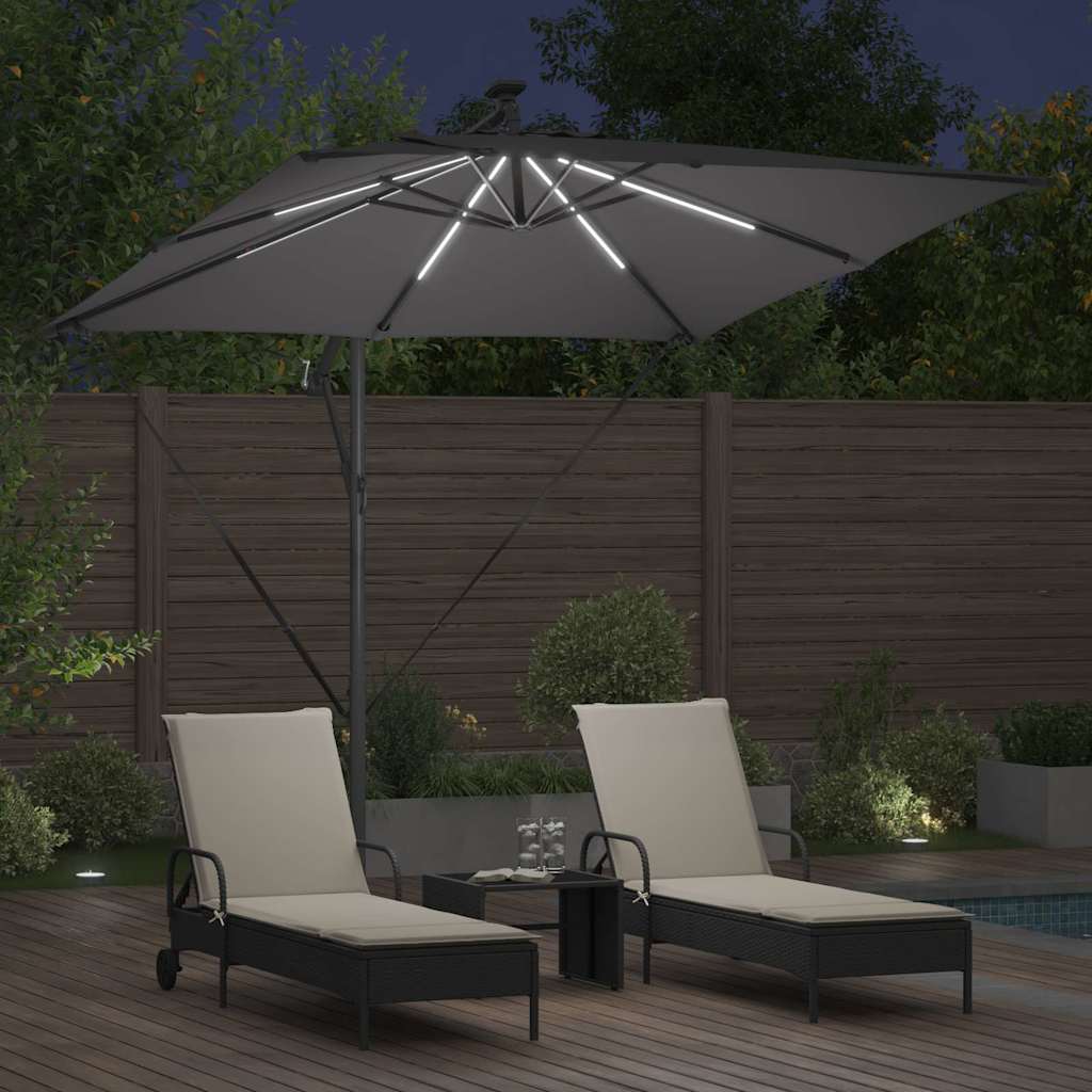 vidaXL Parasol plażowy z paskami LED Antracyt 249 x 249 x 250 cm