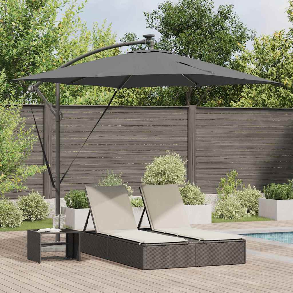 vidaXL Parasol plażowy z paskami LED Antracyt 249 x 249 x 250 cm