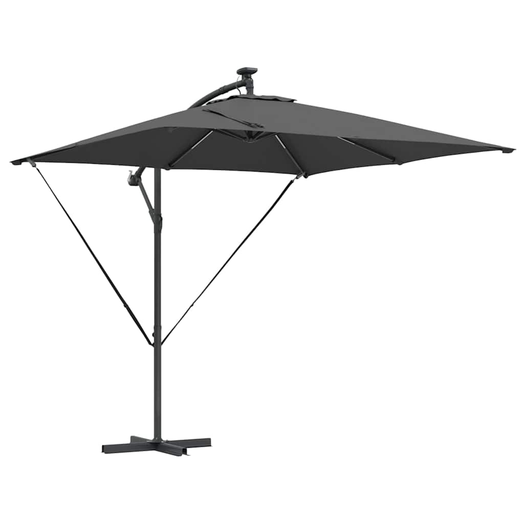 vidaXL Parasol plażowy z paskami LED Antracyt 249 x 249 x 250 cm