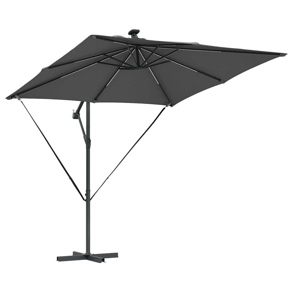 vidaXL Parasol plażowy z paskami LED Antracyt 249 x 249 x 250 cm