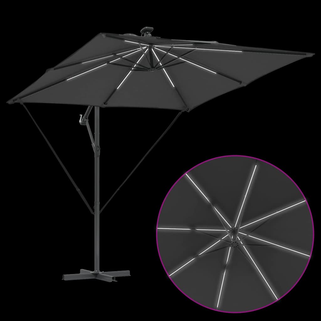 vidaXL Parasol plażowy z paskami LED Antracyt 249 x 249 x 250 cm