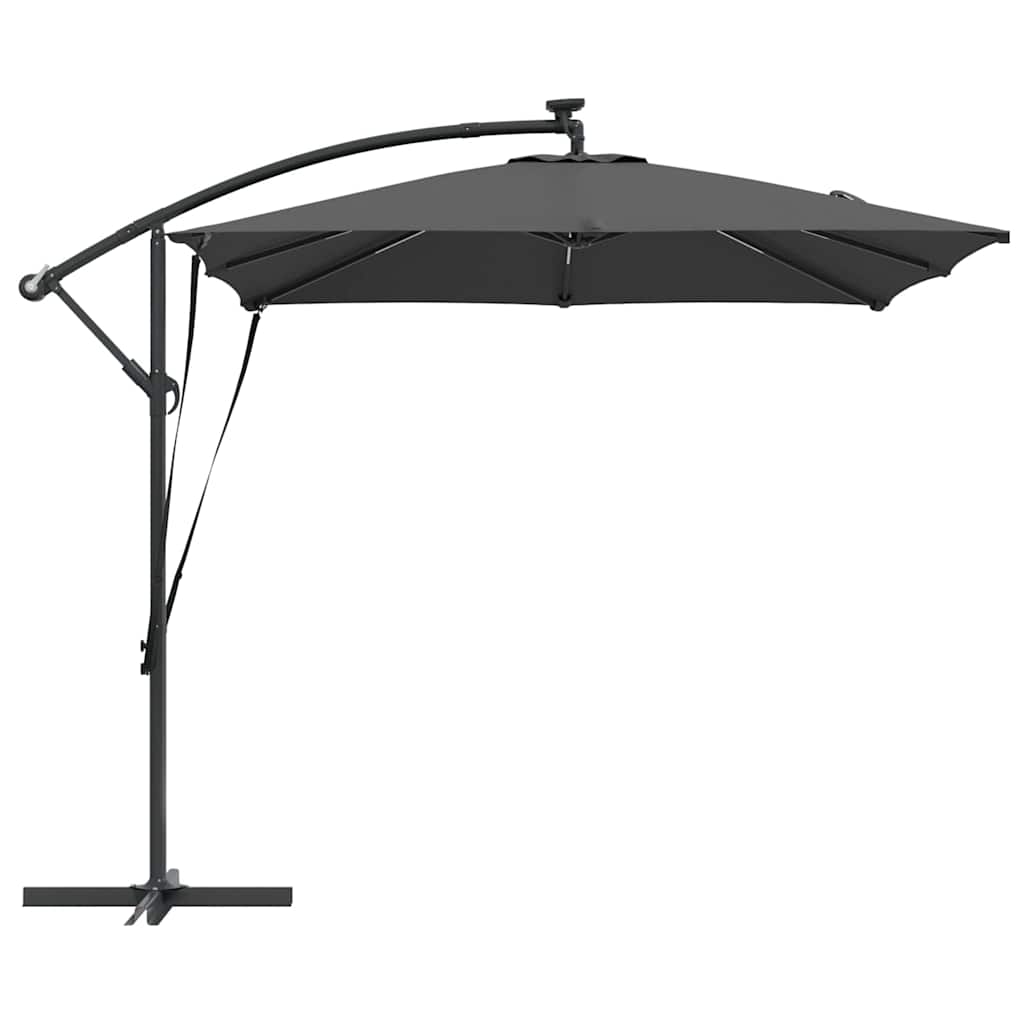 vidaXL Parasol plażowy z paskami LED Antracyt 249 x 249 x 250 cm