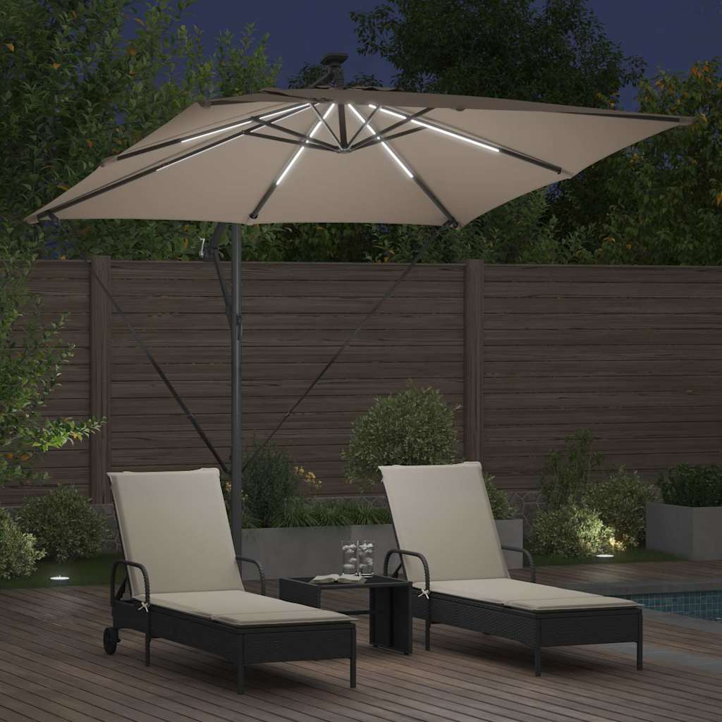 vidaXL Parasol plażowy z paskami LED Ciemnoszary 249 x 249 x 250 cm