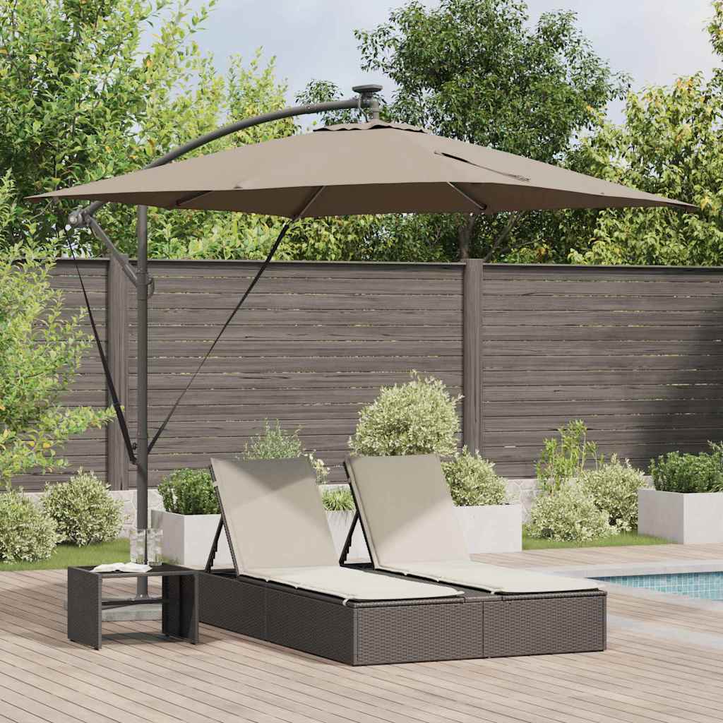 vidaXL Parasol plażowy z paskami LED Ciemnoszary 249 x 249 x 250 cm