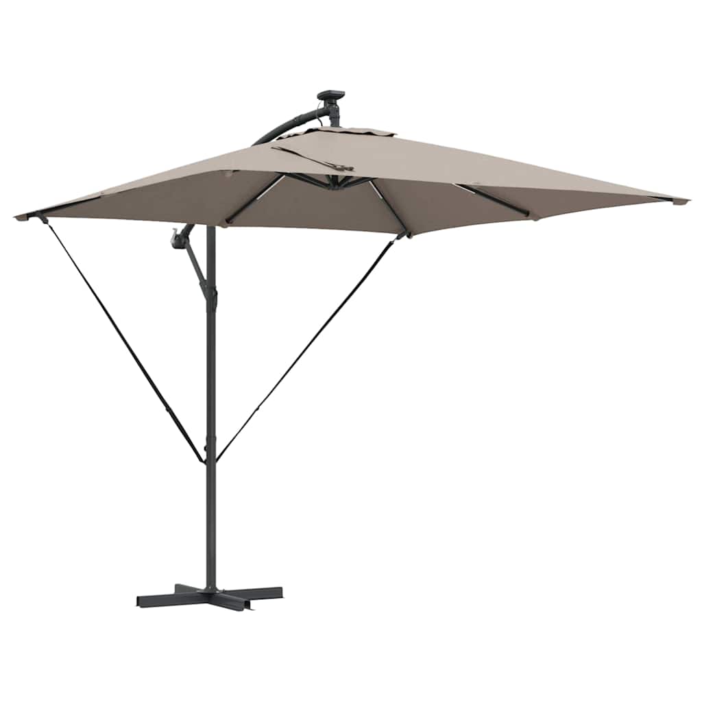 vidaXL Parasol plażowy z paskami LED Ciemnoszary 249 x 249 x 250 cm