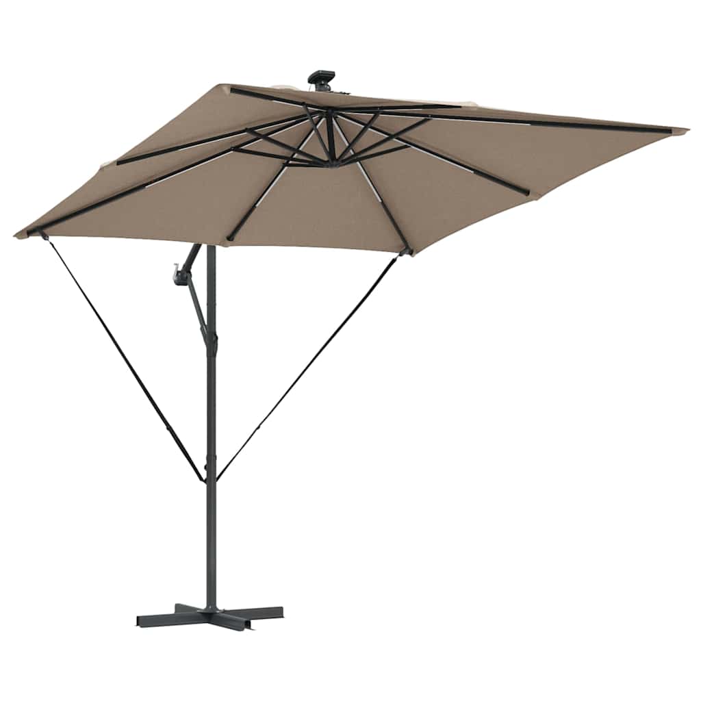 vidaXL Parasol plażowy z paskami LED Ciemnoszary 249 x 249 x 250 cm