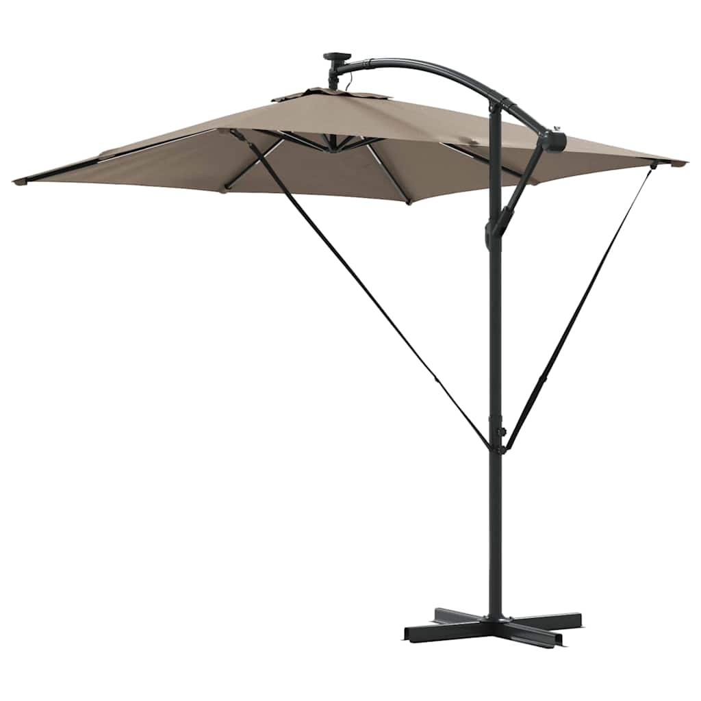 vidaXL Parasol plażowy z paskami LED Ciemnoszary 249 x 249 x 250 cm