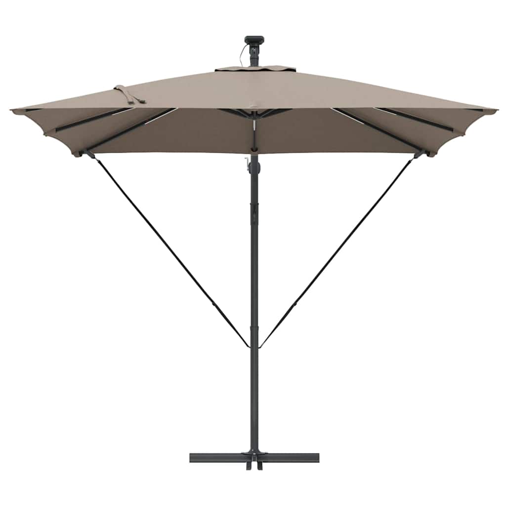 vidaXL Parasol plażowy z paskami LED Ciemnoszary 249 x 249 x 250 cm