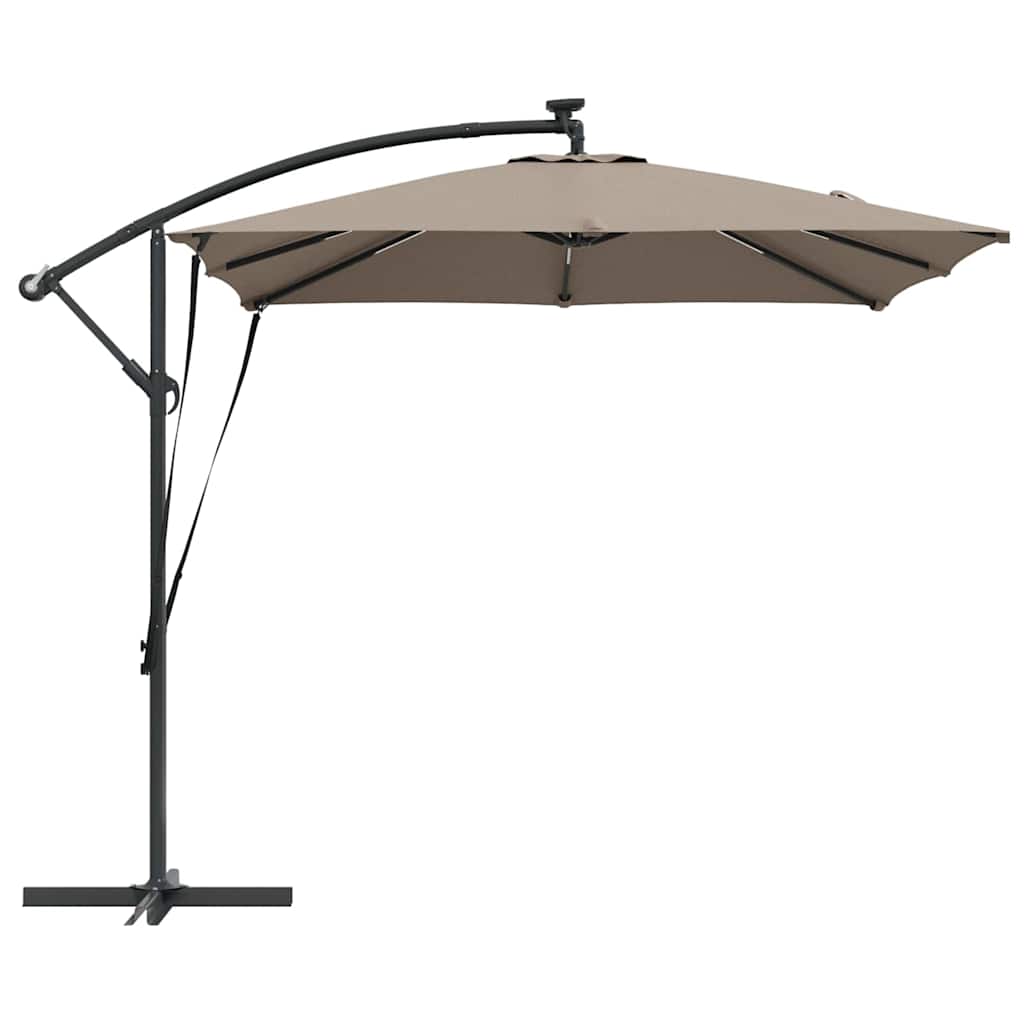 vidaXL Parasol plażowy z paskami LED Ciemnoszary 249 x 249 x 250 cm