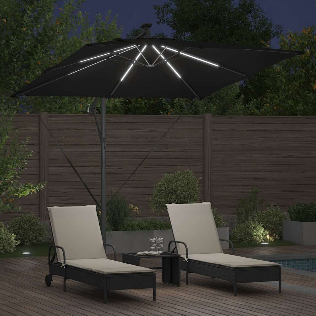 vidaXL Parasol plażowy Czarny 249 x 249 x 250 cm Poliester i aluminium