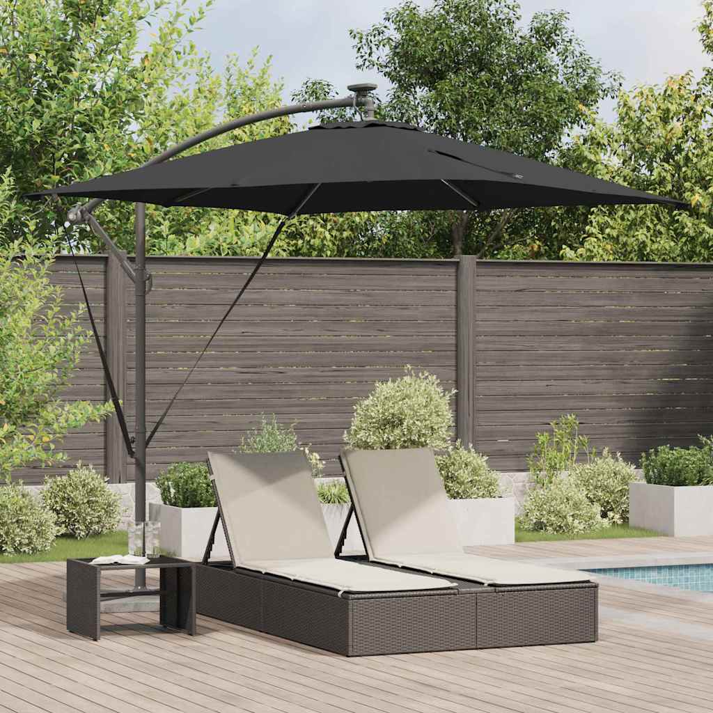 vidaXL Parasol plażowy Czarny 249 x 249 x 250 cm Poliester i aluminium