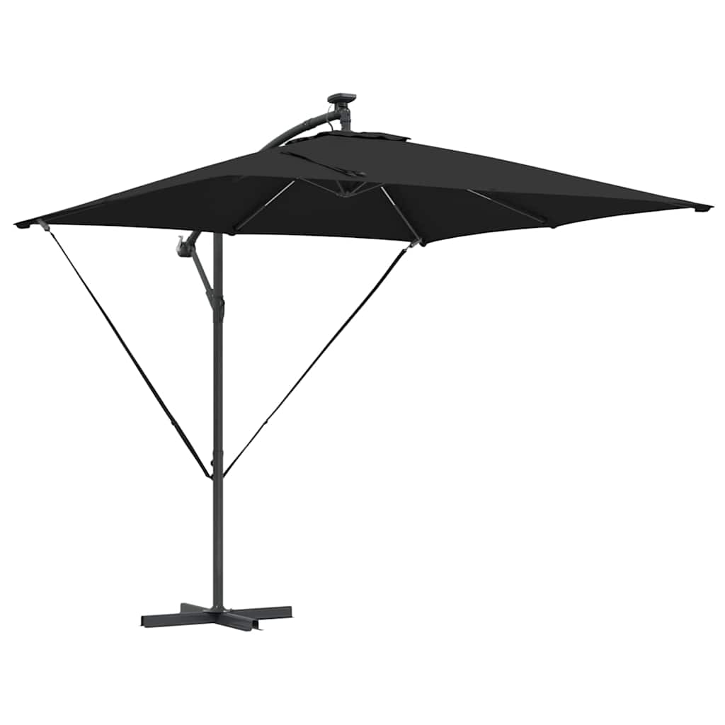 vidaXL Parasol plażowy Czarny 249 x 249 x 250 cm Poliester i aluminium