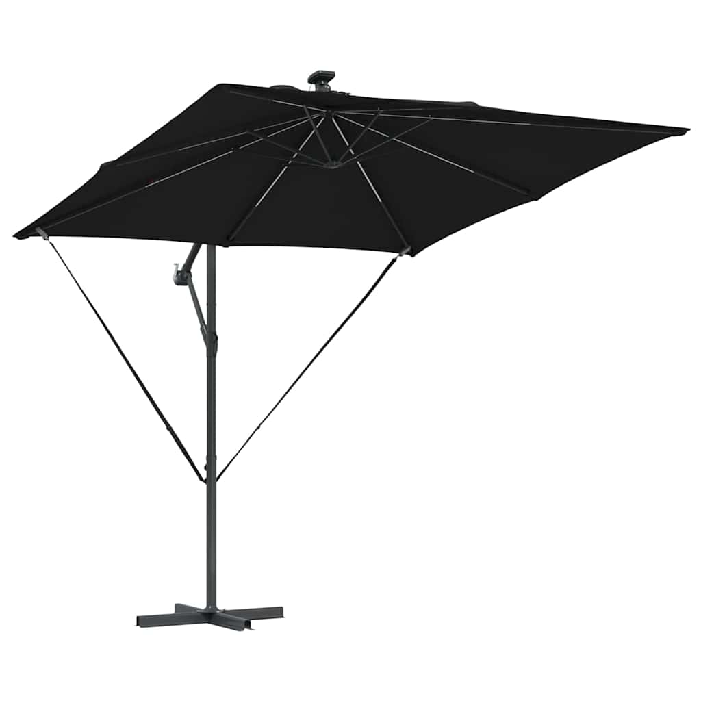 vidaXL Parasol plażowy Czarny 249 x 249 x 250 cm Poliester i aluminium