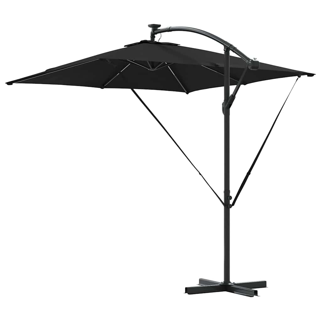 vidaXL Parasol plażowy Czarny 249 x 249 x 250 cm Poliester i aluminium