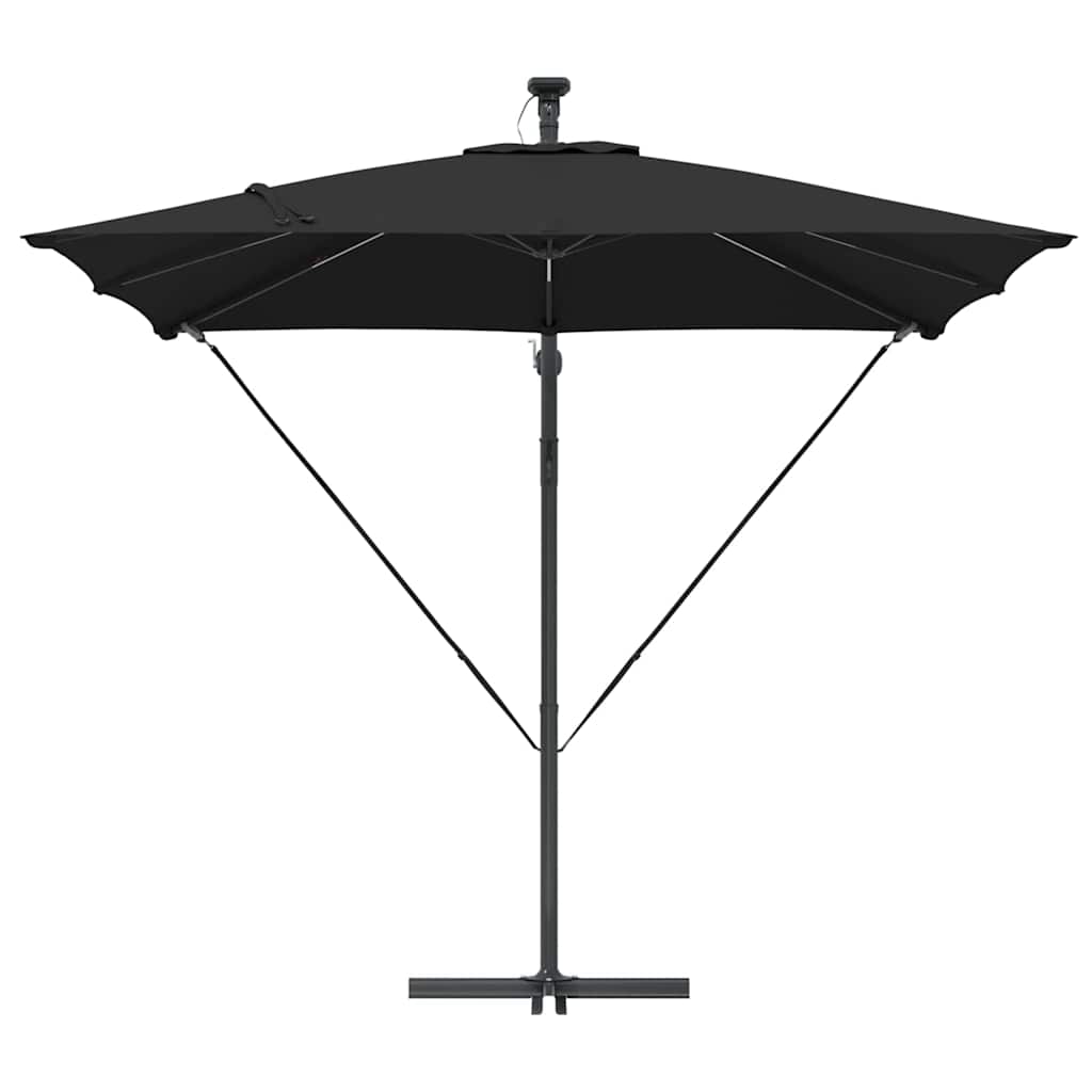 vidaXL Parasol plażowy Czarny 249 x 249 x 250 cm Poliester i aluminium