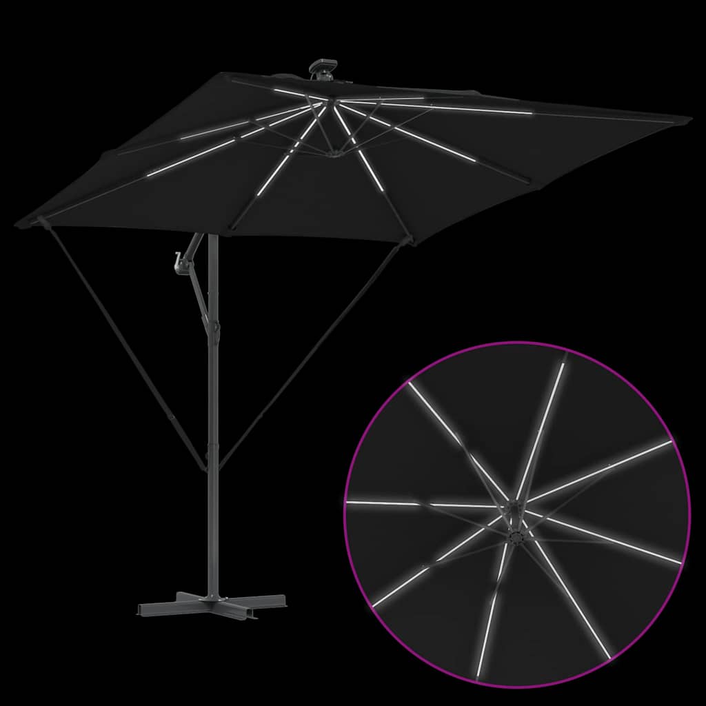 vidaXL Parasol plażowy Czarny 249 x 249 x 250 cm Poliester i aluminium