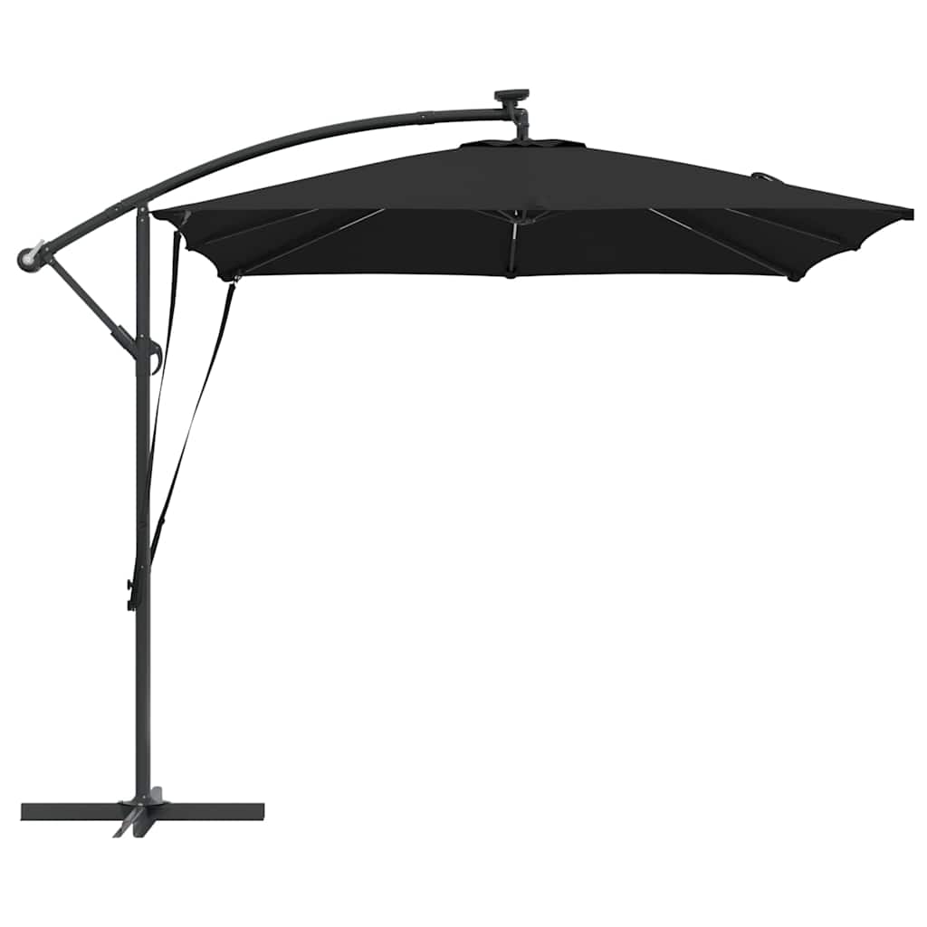 vidaXL Parasol plażowy Czarny 249 x 249 x 250 cm Poliester i aluminium