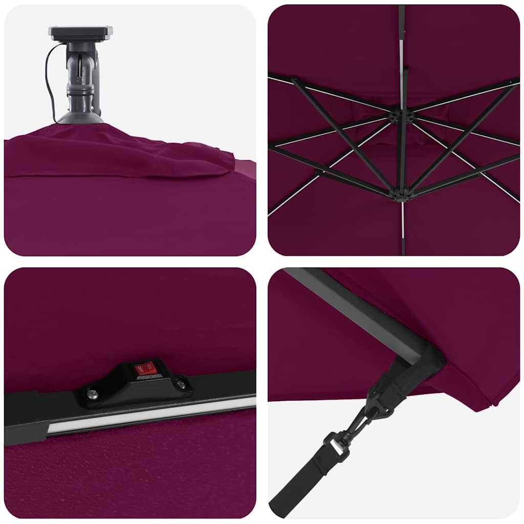 vidaXL Parasol plażowy Bordeaux Czerwony 249 x 249 x 250 cm