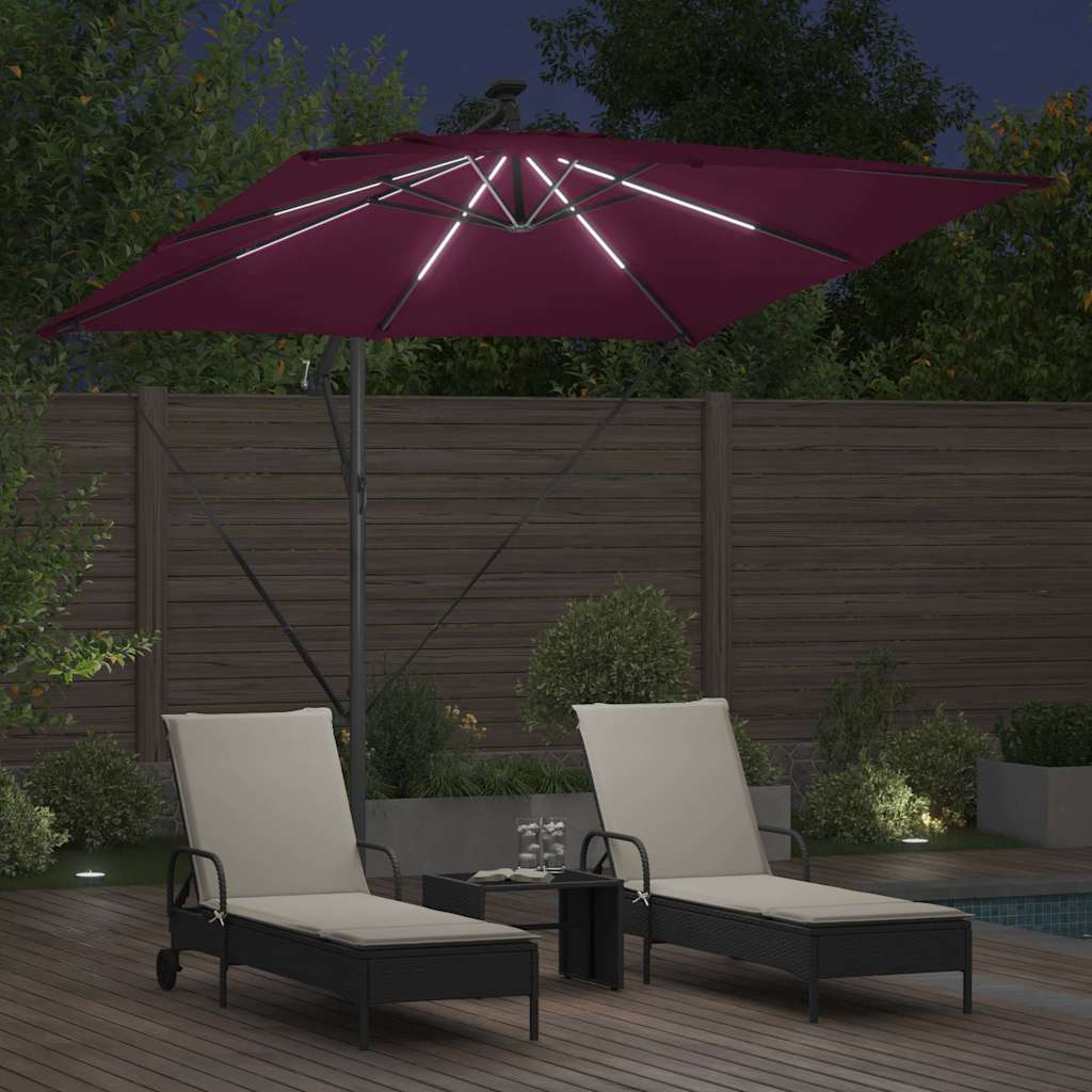 vidaXL Parasol plażowy Bordeaux Czerwony 249 x 249 x 250 cm
