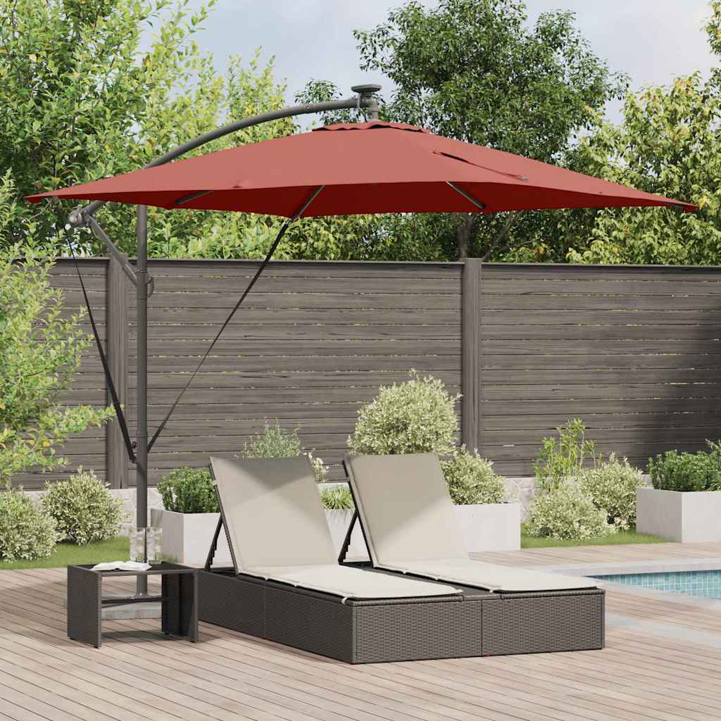 vidaXL Parasol plażowy z paskami LED terakota 249 x 249 x 250 cm