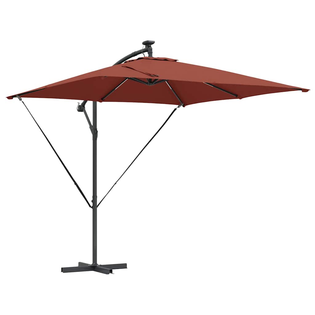 vidaXL Parasol plażowy z paskami LED terakota 249 x 249 x 250 cm