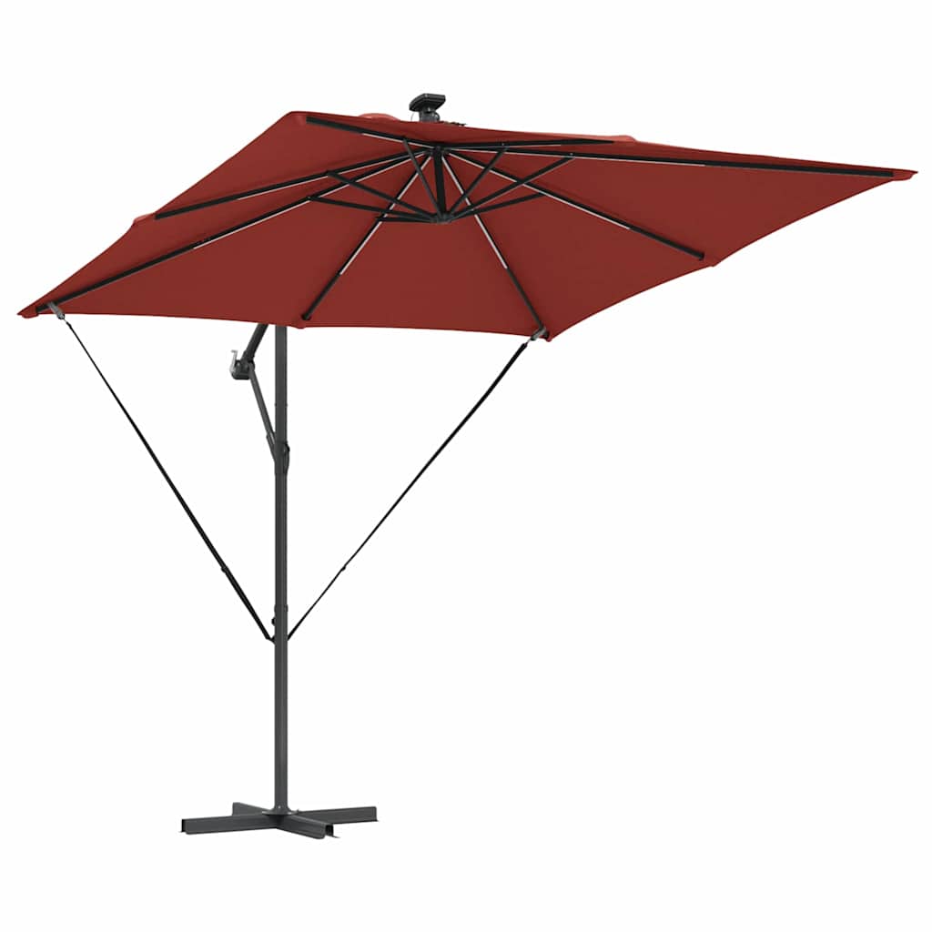 vidaXL Parasol plażowy z paskami LED terakota 249 x 249 x 250 cm