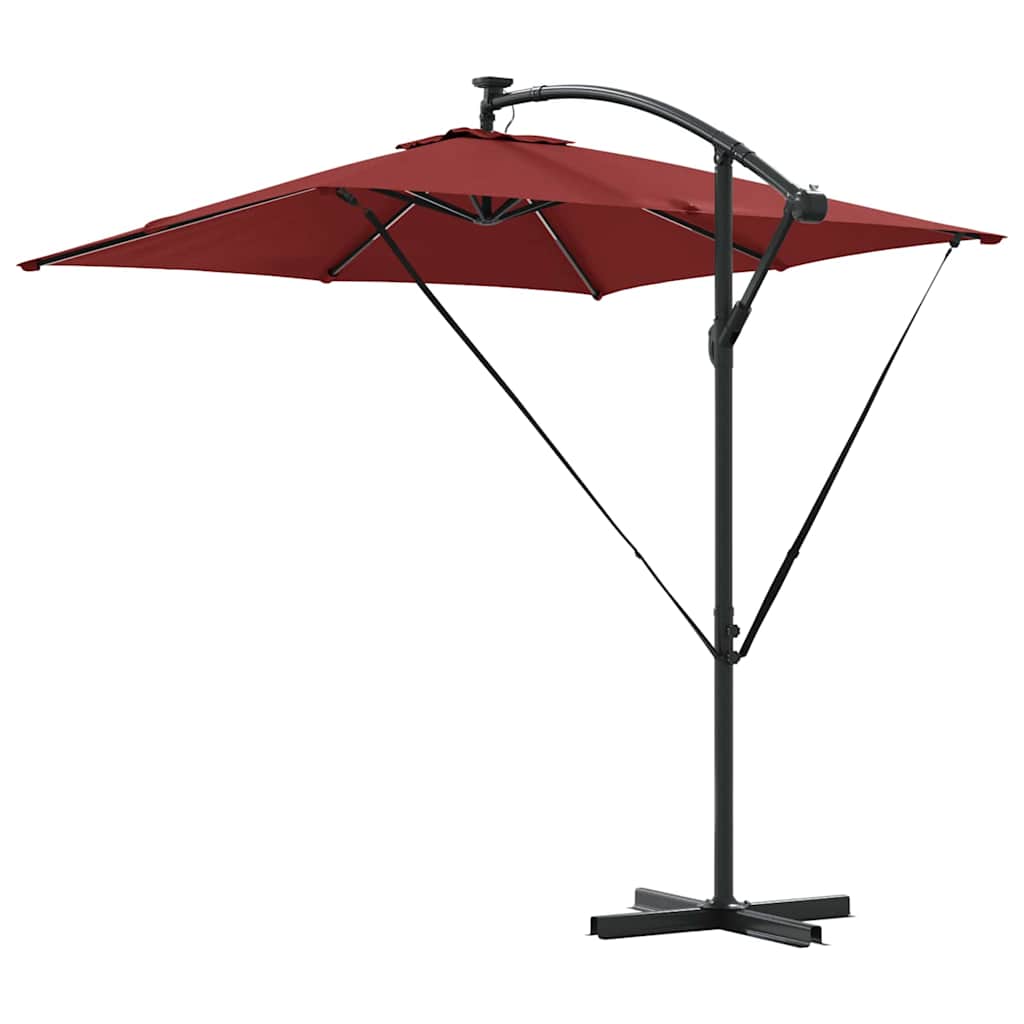 vidaXL Parasol plażowy z paskami LED terakota 249 x 249 x 250 cm