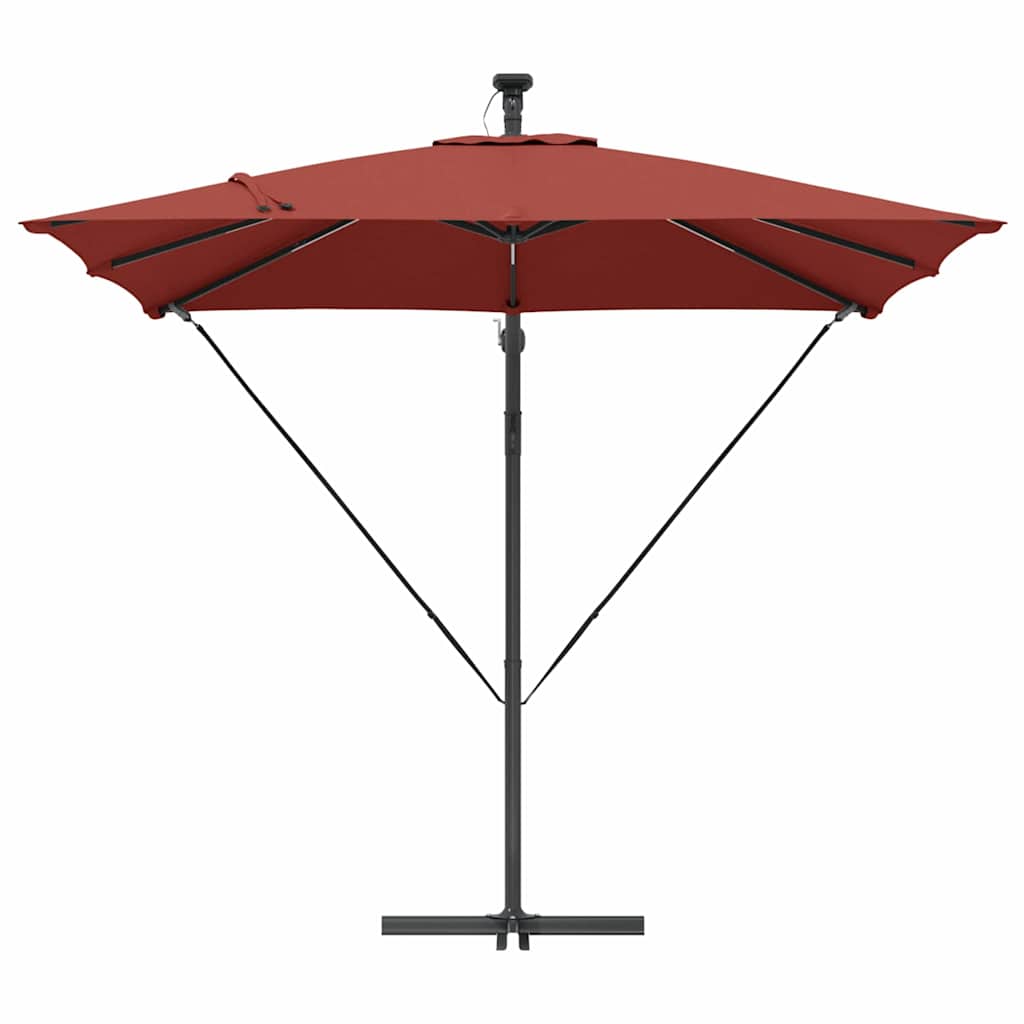 vidaXL Parasol plażowy z paskami LED terakota 249 x 249 x 250 cm