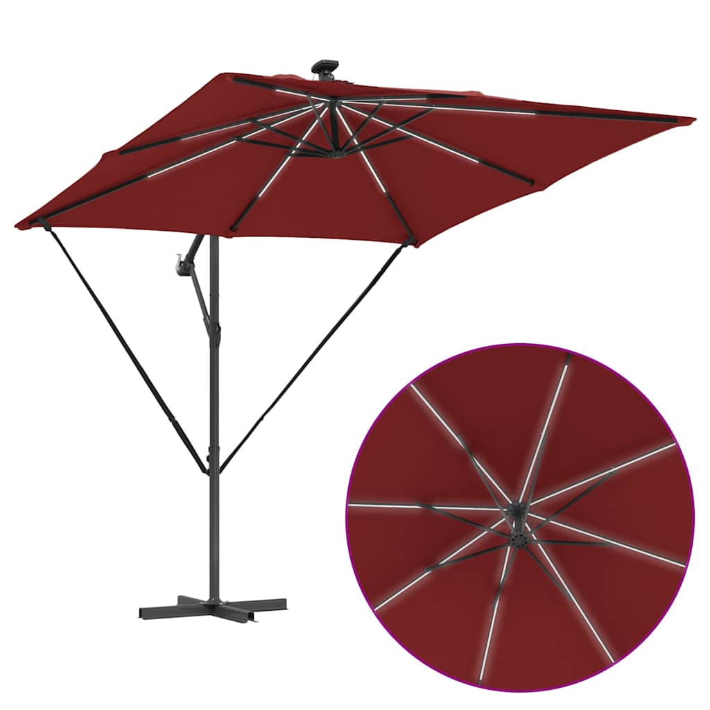 vidaXL Parasol plażowy z paskami LED terakota 249 x 249 x 250 cm