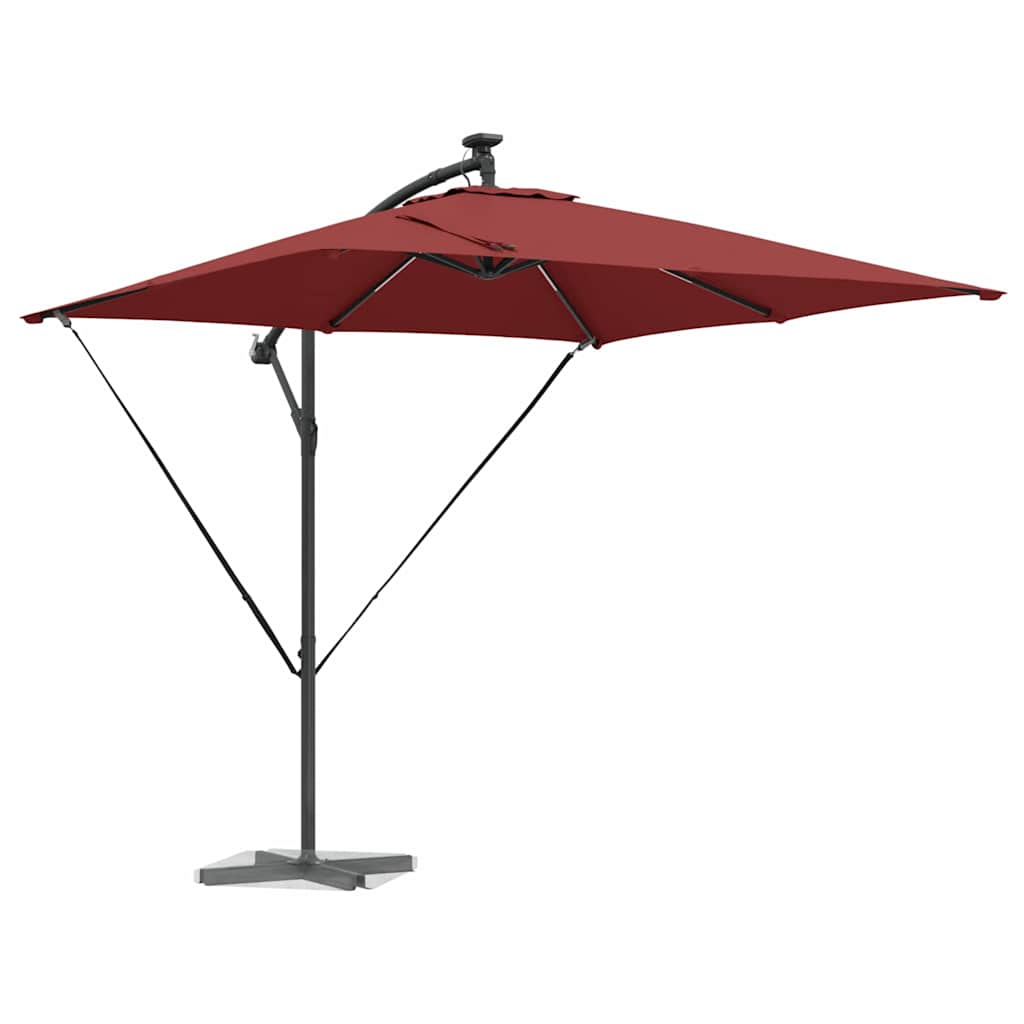 vidaXL Parasol plażowy z paskami LED terakota 249 x 249 x 250 cm