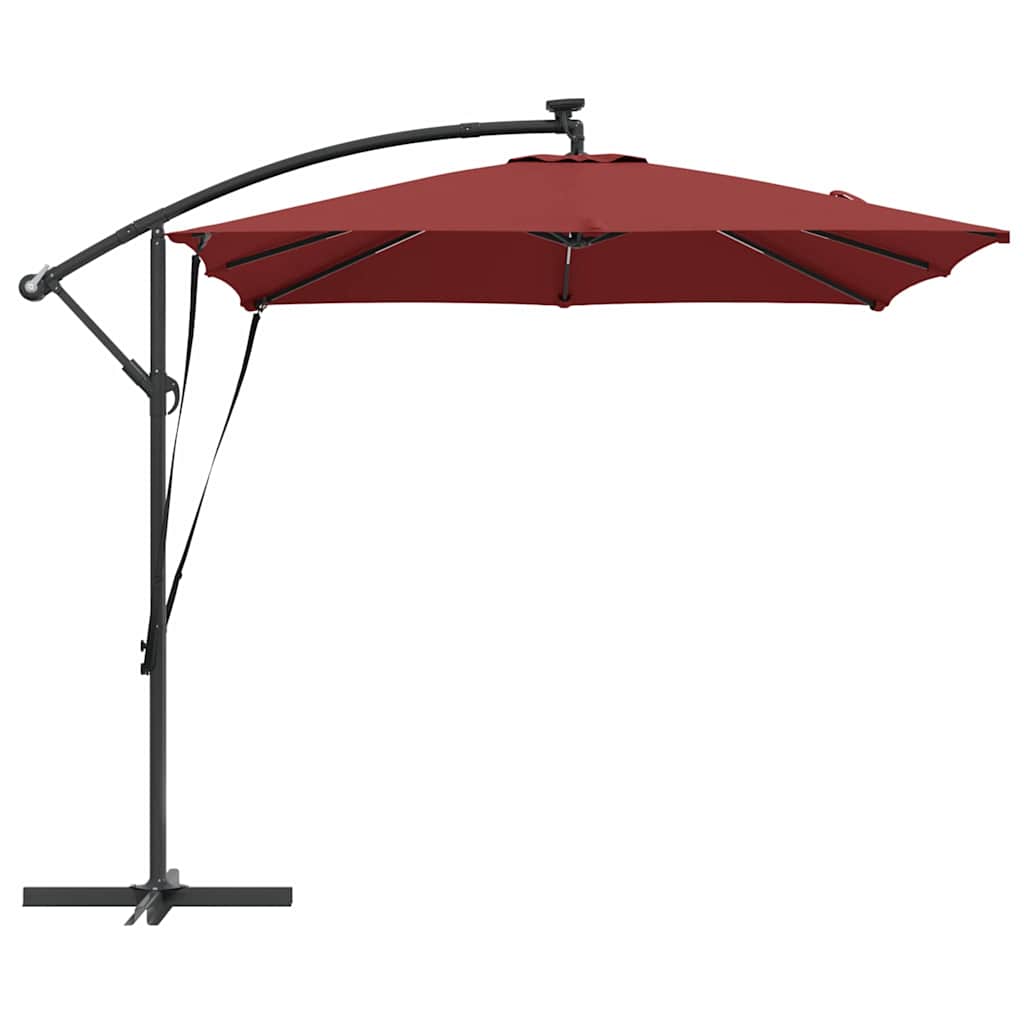 vidaXL Parasol plażowy z paskami LED terakota 249 x 249 x 250 cm