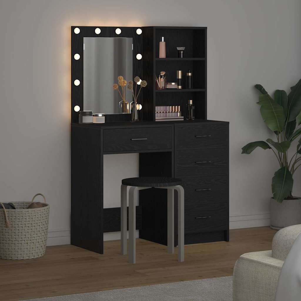 vidaXL Toaletka 2 pcs Czarny 50 x 41 x 135 cm Materiał drewnopochodny