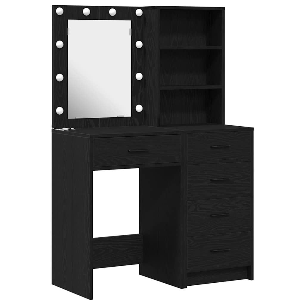 vidaXL Toaletka 2 pcs Czarny 50 x 41 x 135 cm Materiał drewnopochodny