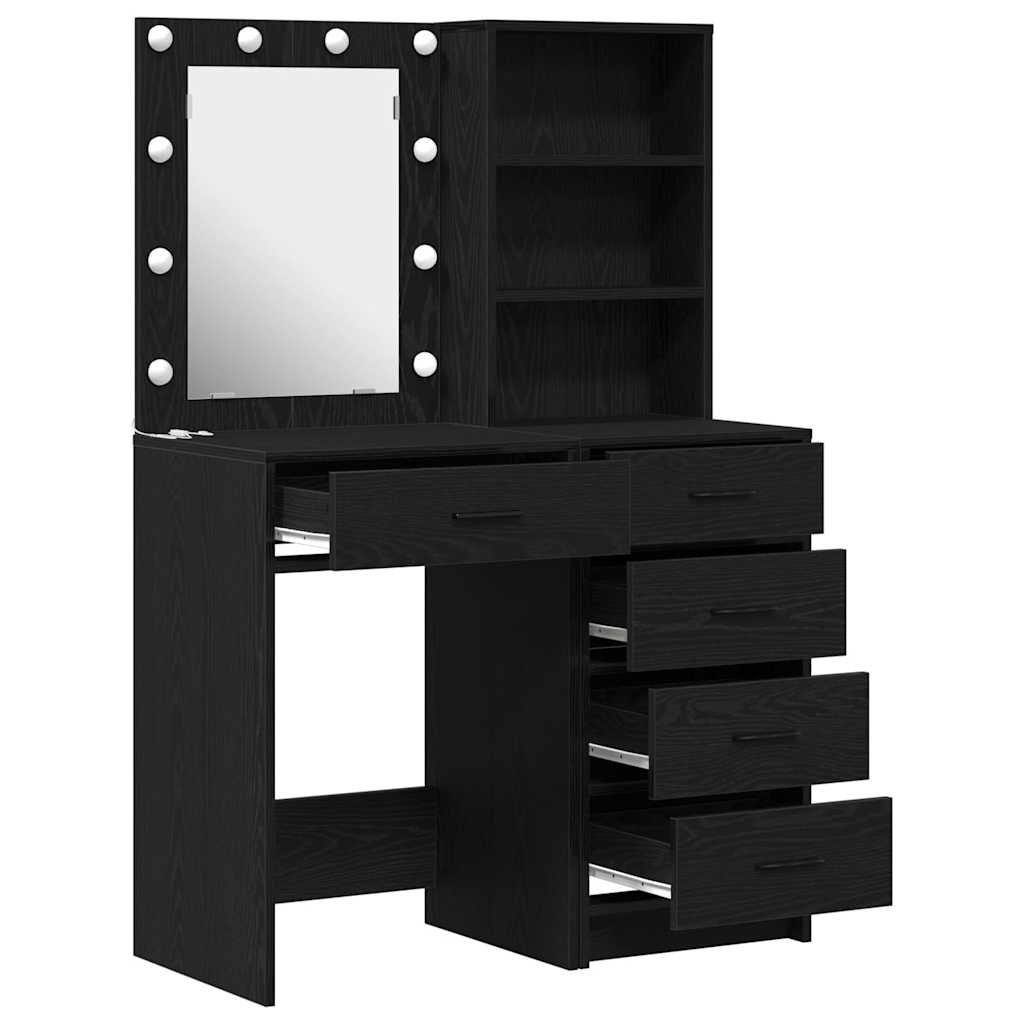 vidaXL Toaletka 2 pcs Czarny 50 x 41 x 135 cm Materiał drewnopochodny