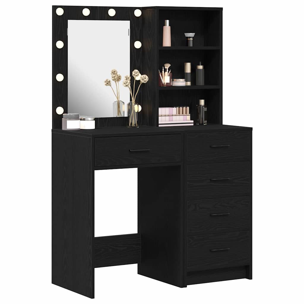 vidaXL Toaletka 2 pcs Czarny 50 x 41 x 135 cm Materiał drewnopochodny
