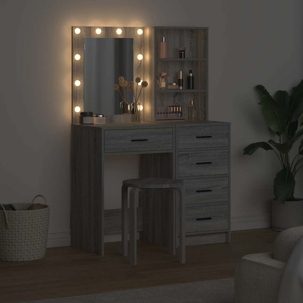 vidaXL Toaletka 2 pcs Szary 50 x 41 x 135 cm Materiał drewnopochodny