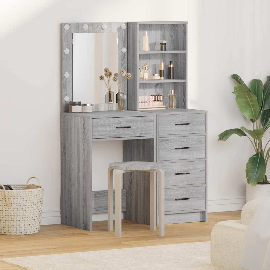 vidaXL Toaletka 2 pcs Szary 50 x 41 x 135 cm Materiał drewnopochodny