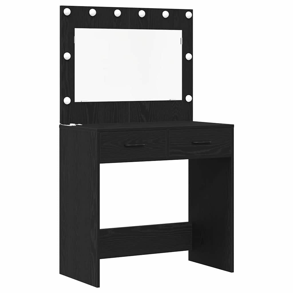 vidaXL Toaletka z szufladą 3 pcs Czarny Dąb Materiał drewnopochodny