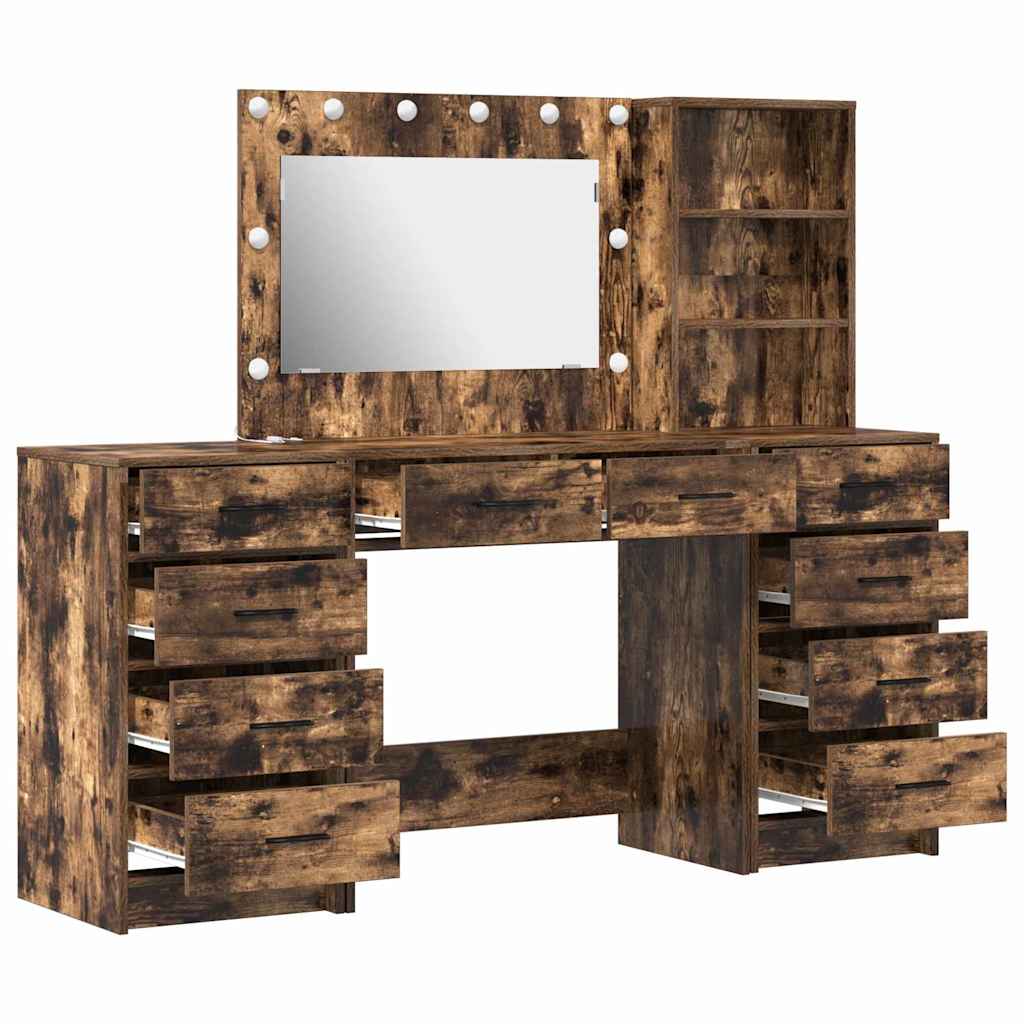 vidaXL Toaletka z szufladą 3 pcs Dąb wędzony Materiał drewnopochodny