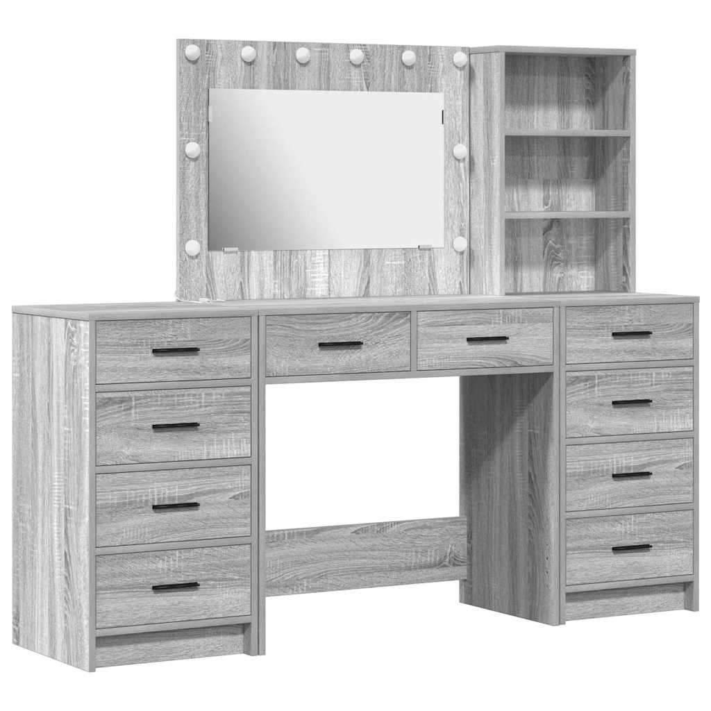 vidaXL Toaletka z szufladą 3 pcs Szary Sonoma Materiał drewnopochodny