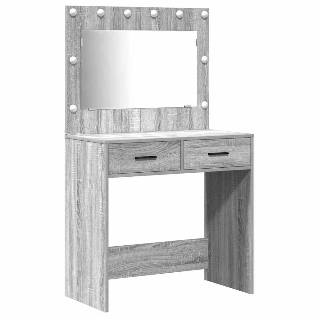 vidaXL Toaletka z szufladą 3 pcs Szary Sonoma Materiał drewnopochodny