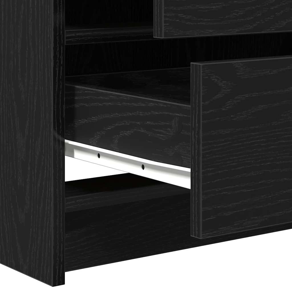 vidaXL Toaletka z szufladą 3 pcs Czarny Materiał drewnopochodny